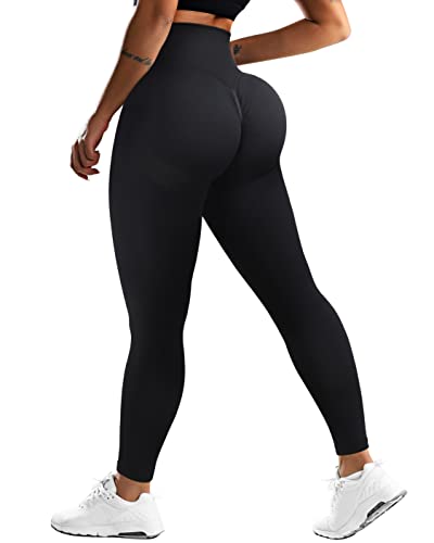 OMKAGI Scrunch Butt Leggings for Damen, High Waist Opaque Push Up Sports Trousers, Booty Lifting Seamless Gym Leggings(S, Black-588) von OMKAGI