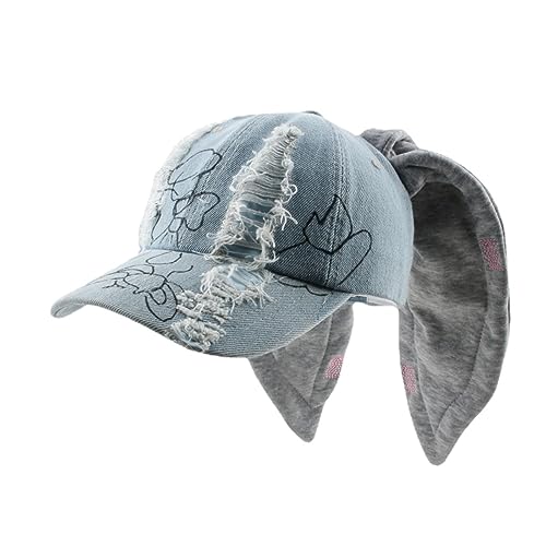 OMLAMP Y2k Mützen Neue Jeans Bunny Ohren Hut Kpop Outfits für Frauen Frauen Baseball Cap Hip-Hop Beanies Grunge Girl Caps, Bienen Muster, Einheitsgröße von OMLAMP