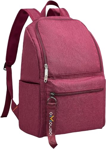 OMOUBOI Kleiner lässiger Tagesrucksack 35,6 cm (14 Zoll) Laptop-Rucksack für Männer und Frauen, leicht, wasserabweisend, für Alltag, Reisen, Arbeit, Business, rot, von OMOUBOI