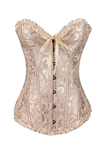 OMZIN Corsage Unterbrust Korsett Halbbrust Weg Damen top Gothic elegant erotik Burlesque sexy gürtel Taillenkorsett Beige L von OMZIN