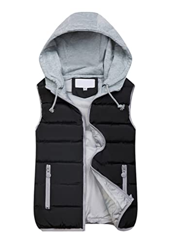 OMZIN Damen Ärmelloses Weste Gesteppt Stehkragen Winter Bodywarmer Knopf Steppweste Mit Damen Gilet Schwarz S von OMZIN