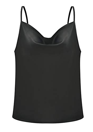 OMZIN Damen Crop Top Muschel-Kante Top Oberteil Tops Spagehtti-Träger Camisole Weste Cami Tank Top,Schwarz，M von OMZIN