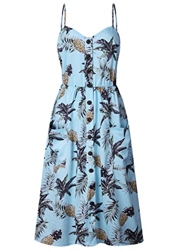 OMZIN Damen Kleid Urlaubkleid Elegant Knielang Sexykleid Sommerkleid Schulterfrei Strandkleid Hellblau M von OMZIN