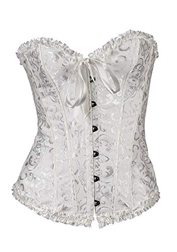 OMZIN Damen Korsett Mieder Corsage Dessous Bridal Waesche schnuert Sich Oben ohne Knochen Korsett mit G-Schnur Weiß XS OMZIN Damen Korsett Mieder Corsage Dessous Bridal Waesche schnuert Sich Oben ohne Knochen Korsett mit G-Schnur Weiß XS von OMZIN