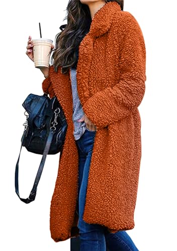 OMZIN Kunstpelzmäntel Damen Jacke Jacke Warm Plüsch Mantel Lose Teddy Pelz Parka Elegant Kunstpelz Kunstpelz Fleece Mantel Caramel Xxl von OMZIN