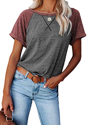 OMZIN Damen Kurzarm T-Shirt Sommer Kreuz Rundhals Oberteile Casual Lockere Retro Tshirts Top Frauen Shirt Print Bluse Darkgrau M OMZIN Damen Kurzarm T-Shirt Sommer Kreuz Rundhals Oberteile Casual Lockere Retro Tshirts Top Frauen Shirt Print Bluse Darkgrau M von OMZIN