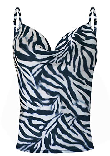 OMZIN Damen Oberteile Gedruckt Trägertop Unterhemd Spitz V-Ausschnitt Oberteile Vest Baumwolle Satin Shirt Sommer Top Strap Top T-Shirt Bluse Seide Zebra M von OMZIN