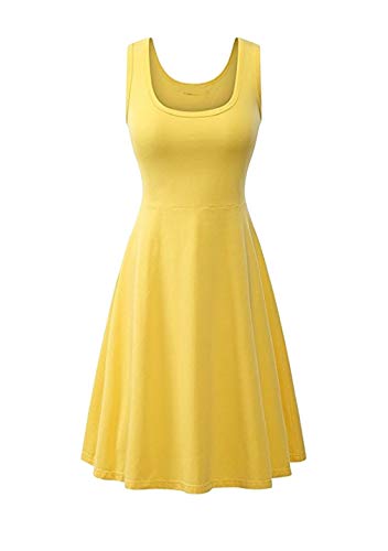 OMZIN Damen Partykleider Slim Fit Rundhals Freizeitkleid Sommer Oversized Strandkleider Gelb M von OMZIN
