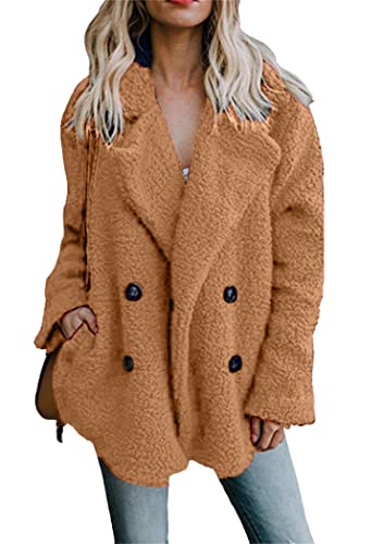 OMZIN Damen Revers Wollmantel Mantel Plüschjacke Winter Jacke Outwear Casual Mantel Warm Übergangsjacke Kamel S OMZIN Damen Revers Wollmantel Mantel Plüschjacke Winter Jacke Outwear Casual Mantel Warm Übergangsjacke Kamel S von OMZIN