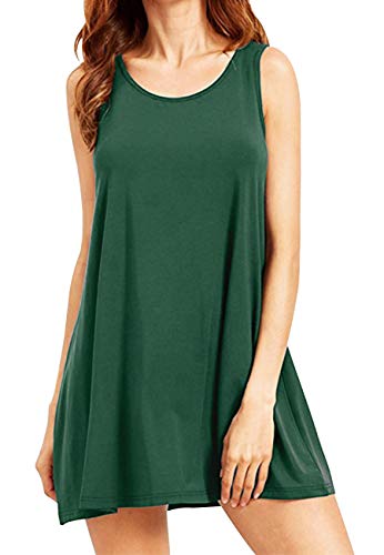 OMZIN Damen Shirtkleid Langes Shirt Casual Vestkleid Loose Tanktops, XL, 1-grün von OMZIN