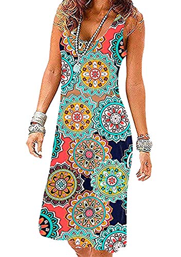 OMZIN Damen Freizeitkleid Einfarbig Entspanntes Kleid Einfarbig Schulterfrei Sommerkleider Blau Ring 3XL von OMZIN