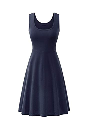 OMZIN Damen Sommerkleid Lose Sommer Freizeitkleid Sexy Baumwolle Partykleider Marineblau S von OMZIN