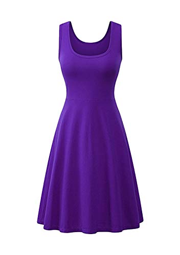 OMZIN Damen Strandkleid Tunika Baumwolle Partykleider A-Linie Vintage Strandkleider Violett XL von OMZIN