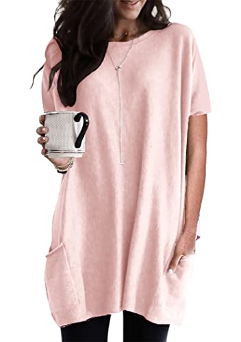 OMZIN Damen Sweatshirts Übergröße Kurzarm Taschenhemden Tops PK XXL von OMZIN