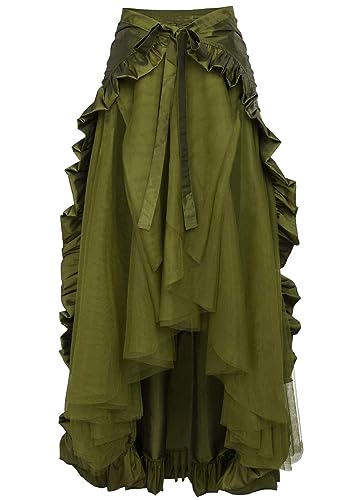 OMZIN Damen Viktorianische Steampunk Gothic Wrap Rock Renaissance Rüschen Piraten Rock Cosplay Cape Army Green M von OMZIN