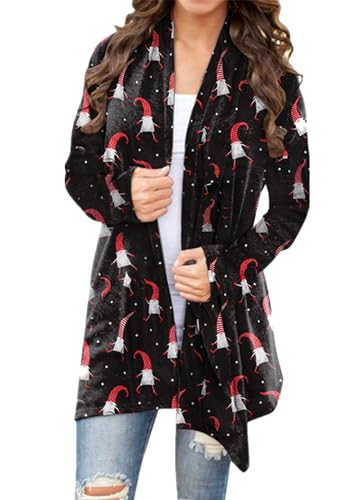 OMZIN Damen Weihnachten Schneemann Strickjacke Rentier Schneeflocke Muster Strickjacke Leichtgewicht Langarm Klassischer Mantel Schwarz L OMZIN Damen Weihnachten Schneemann Strickjacke Rentier Schneeflocke Muster Strickjacke Leichtgewicht Langarm Klassischer Mantel Schwarz L von OMZIN
