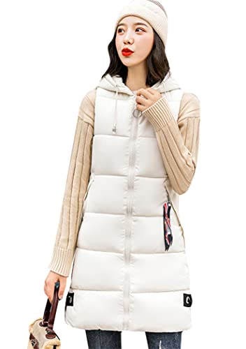 OMZIN Damen Weste Übergangsweste Winter Steppweste Warm Ärmellos Jacke Winter-Puffer-Weste Outdoor-Sport Weste Beige XS von OMZIN