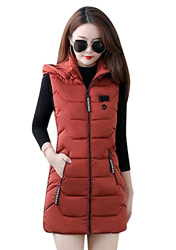 OMZIN Damen Weste mit Stehkragen Bodywarmer Steppweste Outdoorweste Ultraleicht Winterweste mit Ärmellose Rot L von OMZIN