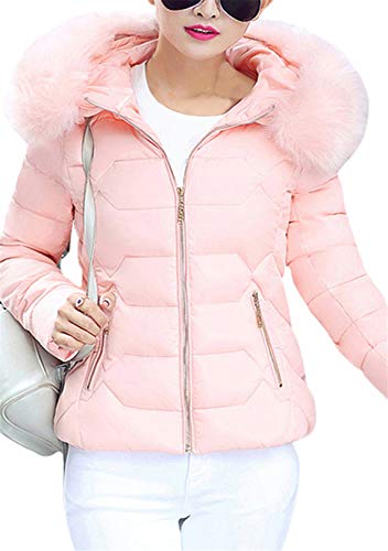 OMZIN Winterjacke Damen Wintermantel Kurz Damen Winter Warmer Daunenmantel Solide Casual Damen Solide Casual Slim Daunenjacke Mantel Rosa L von OMZIN