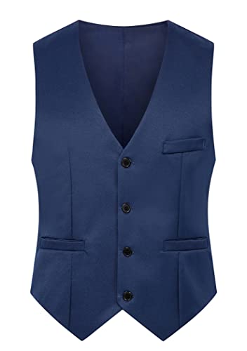 OMZIN Herren Business Anzug Weste Slim Fit Weste Hochzeit Weste äRmellos Solid Color Formales Kleid Prom Weste Königsblau S von OMZIN