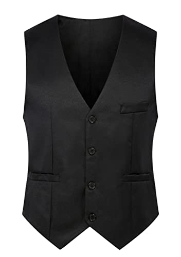 OMZIN Herrenwesten Einfarbig Hochzeit Weste Klassisch Business Party Tuxedo Anzug Weste Mit Taschen Schwarz L von OMZIN