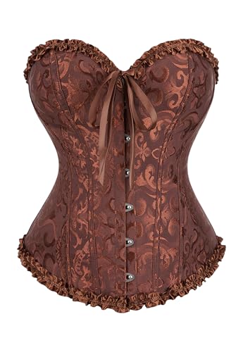 OMZIN Korsett Für Frauen Plus Size Halloween Gothic Spitze Gothic Cincher Bustier Kostüm Braun XXS von OMZIN