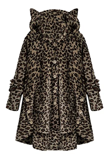 OMZIN Pullover Damen Knopf Mantel Kapuzenpullover Weihnachten Stickerei Pullover lose Pullover Bluse Plus Size Langarm Sweatshirt Brauner Leopard 5XL OMZIN Pullover Damen Knopf Mantel Kapuzenpullover Weihnachten Stickerei Pullover lose Pullover Bluse Plus Size Langarm Sweatshirt Brauner Leopard 5XL von OMZIN