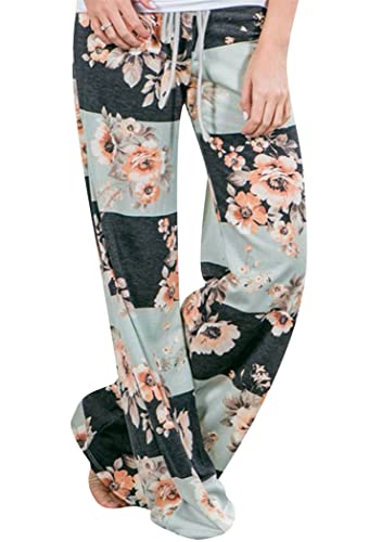 OMZIN Schlafanzughose Loose für Damen mit Tasche Freizeithose für Zuhause Jogginghose Gartenhose für Frühlig Locker Weich Grün S von OMZIN