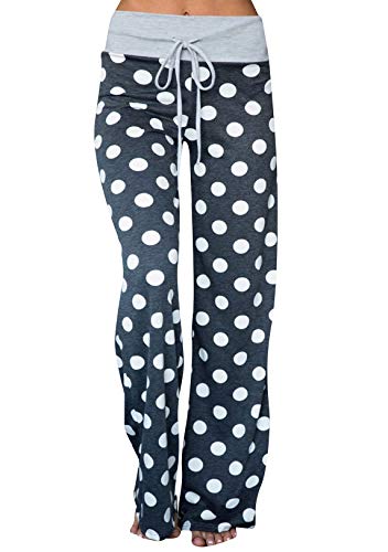 OMZIN Trainingshose für Damen Pyjama Schlafanzughose mit Kordelzug für Yoga und Jogger Pyjamahose Freizeithose Soft Nachtwäsche Weite Bein Lange Hose Grau S von OMZIN