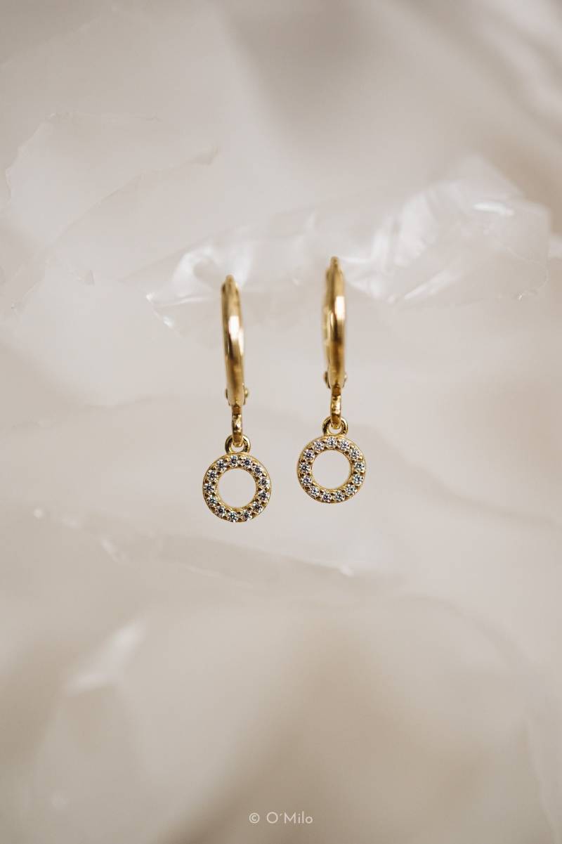 Echte Zirkonia Ohrringe 18K Gold Vermeil, 925 Silber "Ecla" von OMiloStudio