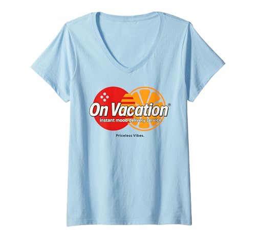 Damen ON VACATION - PRICELESS VIBES X Chill Ferien Urlaub Freizeit T-Shirt mit V-Ausschnitt Damen ON VACATION - PRICELESS VIBES X Chill Ferien Urlaub Freizeit T-Shirt mit V-Ausschnitt von ON VACATION - PRICELESS VIBES X Do nothing Club