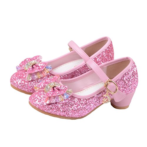 O&N Prinzessin Gelee Partei Absatz-Schuhe Sandalette Stöckelschuhe für Kinder(Size 26 EU) Rosa von O&N