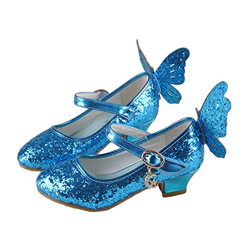 O&N Mädchen Prinzessin Kunstlederschuhe Tanzschuhe Sandalette Stöckelschuhe mit Schmetterling Design von O&N