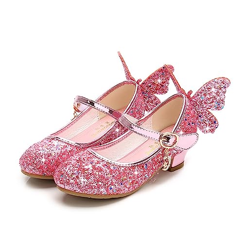 O&N Mädchen Prinzessin Kunstlederschuhe Tanzschuhe Sandalette Stöckelschuhe mit Schmetterling Design von O&N