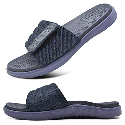 ONCAI Blau Dusch Badelatschen Herren mit Klettverschluss Offener Zeh Sports Badesandalen Sommer Freizeit Sandalen Hausschuhe Weich Arch Support Gummifußbett Pantoletten Größe 43.5 von ONCAI