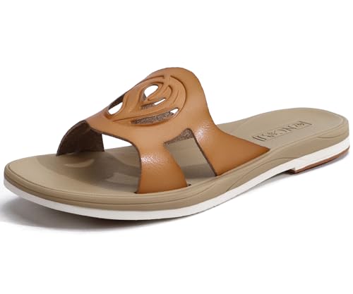 ONCAI Damen Flache Sandalen Mode Quadrat Offene Zehe Slide Lässig Dressy Sandale Cushion Vegan Sommer Walking Outdoor Frauen Sandale Microfiber Rutschfest Gummisohle Beige Größe EU 40 ONCAI Damen Flache Sandalen Mode Quadrat Offene Zehe Slide Lässig Dressy Sandale Cushion Vegan Sommer Walking Outdoor Frauen Sandale Microfiber Rutschfest Gummisohle Beige Größe EU 40 von ONCAI