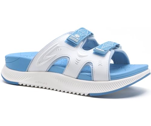 ONCAI Damen Orthotic Sandalen Frauen Erholung Wandern Slides Arch Support Plantar Fasciitis Komfort Orthopädische Soft Cushion Sommer Einstellbare Sandalias,Blau Größe 42 von ONCAI