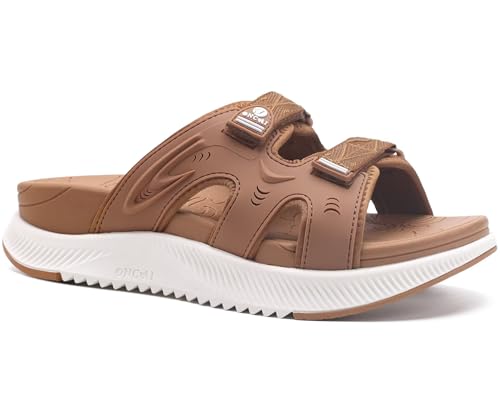 ONCAI Damen Orthotic Sandalen Frauen Erholung Wandern Slides Arch Support Plantar Fasciitis Komfort Orthopädische Soft Cushion Sommer Einstellbare Sandalias,Khaki Größe 40 von ONCAI