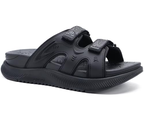 ONCAI Damen Orthotic Sandalen Frauen Erholung Wandern Slides Arch Support Plantar Fasciitis Komfort Orthopädische Soft Cushion Sommer Einstellbare Sandalias,Schwarz Größe 38.5 von ONCAI