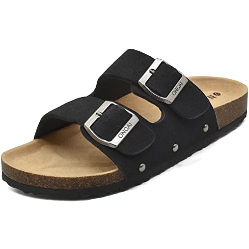 ONCAI Sandalen Damen Kork-Fußbett Pantoletten Damen Flach Rutschfest Sommer Badelatschen Mit Verstellbarer Rieme Schwarz Größe 38.5 ONCAI Sandalen Damen Kork-Fußbett Pantoletten Damen Flach Rutschfest Sommer Badelatschen Mit Verstellbarer Rieme Schwarz Größe 38.5 von ONCAI