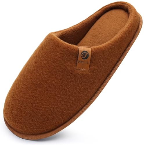 ONCAI Herren Hausschuhe Filz Flauschig Plüsch Rückstellschaum Warme Haus Pantoffelnfür Manner mit Rutschfeste Gummisohle Khaki EU 45 von ONCAI