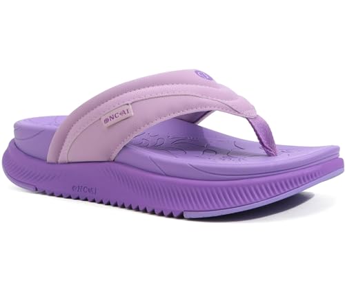 ONCAI Orthopädische Flip Flops Damen mit Arch Support Damen Orthotische Erholung Sandalen 2025 Komfortable Plantar Fasciitis Slip On Walking Sandale für Womans Casual Sommer Lila 37 von ONCAI
