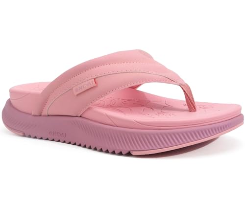 ONCAI Orthopädische Flip Flops Damen mit Arch Support Damen Orthotische Erholung Sandalen 2025 Komfortable Plantar Fasciitis Slip On Walking Sandale für Womans Casual Sommer Rosa 40 von ONCAI