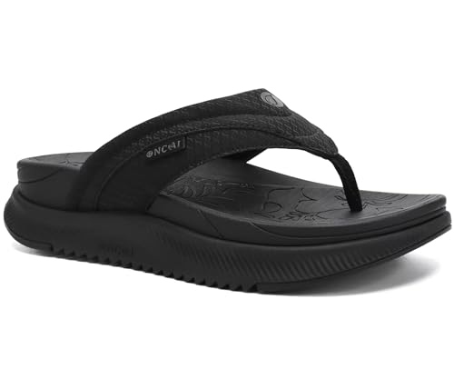 ONCAI Orthopädische Flip Flops Damen mit Arch Support Damen Orthotische Erholung Sandalen Komfortable Plantar Fasciitis Slip On Walking Sandale für Womans Indoor Outdoot Casual Sommer Schwarz 36 von ONCAI