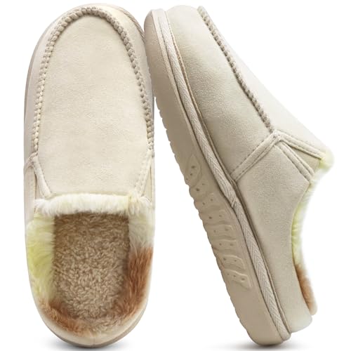 ONCAI Pantoffeln Damen Plüsch Orthopädische Hausschuhe Arch Support Baumwolle Hohe Dichte Memory Foam Fußbett Slippers Schaffell Kunstfell Slip on Indoor Outdoor Yogamatte Gummisohle Weiß Größe 40 von ONCAI