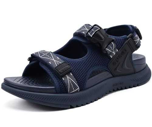 ONCAI Wandersandalen Herren mit Arch Support, Masche Sommer Strand und Wassersport Orthopädische Trekkingsandalen Männer mit Verstellbarem Riemen Blau EU 43.5 von ONCAI