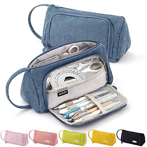 ONCCI Federmäppchen Federtaschen Teenager Mädchen Mäppchen Etui Stifte 3 Fach Pencil Case für Schule & Büro (Blau) von ONCCI