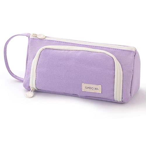 ONCCI Federmäppchen Mädchen Mäppchen Federtaschen Große Kapazität Teenager Etui Stifte Pencil Case für Schule & Büro (Creme-lichte Purple) von ONCCI