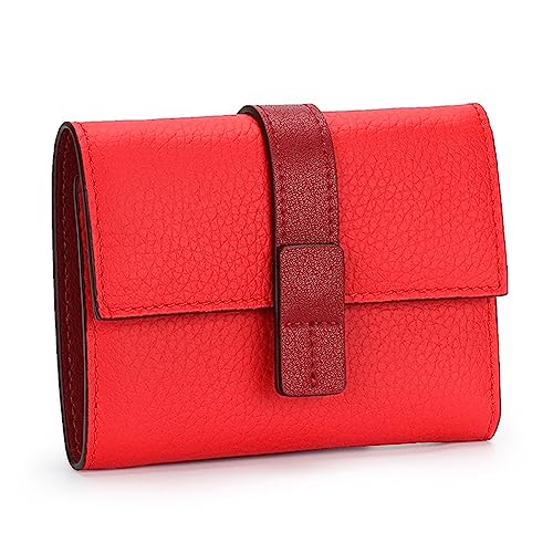 Damen Geldbörse Damen-Geldbörse mit Reißverschluss, Münzfach, Leder, kurz, dreifach faltbar Geldbörse Damen Klein (Farbe : rot, Size : 11.5x2x9cm) von ONDIAN