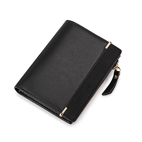 Damen Geldbörse Damen-Geldbörse mit kurzem Reißverschluss, Bifold Geldbörse Damen Klein (Farbe : Black, Size : 13x2.1x10cm) von ONDIAN